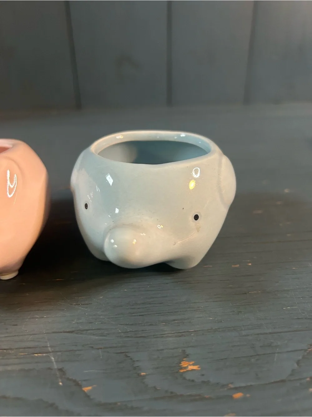 Pastel Animal Ceramic Mini Planter Set - Pink Pig, Yellow Hedgehog, & Blue Elep